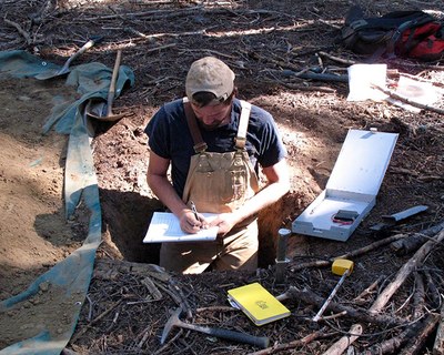 Co-leading author Scott Morford samples soils and bedrock