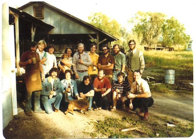 Michael J. Lewis, front row, right, and his brewing lab class in Sonoma, in the mid-1970s, with Jack McAuliffe, left, at his New Albion Brewing Co., the first microbrewery in the United States. Photo taken by UC Davis student Doug Muhleman, who would earn a bachelor’s degree in 1977 and a master’s in 1979 and go on to become vice president of brewing operations and technology for Anheuser-Busch.