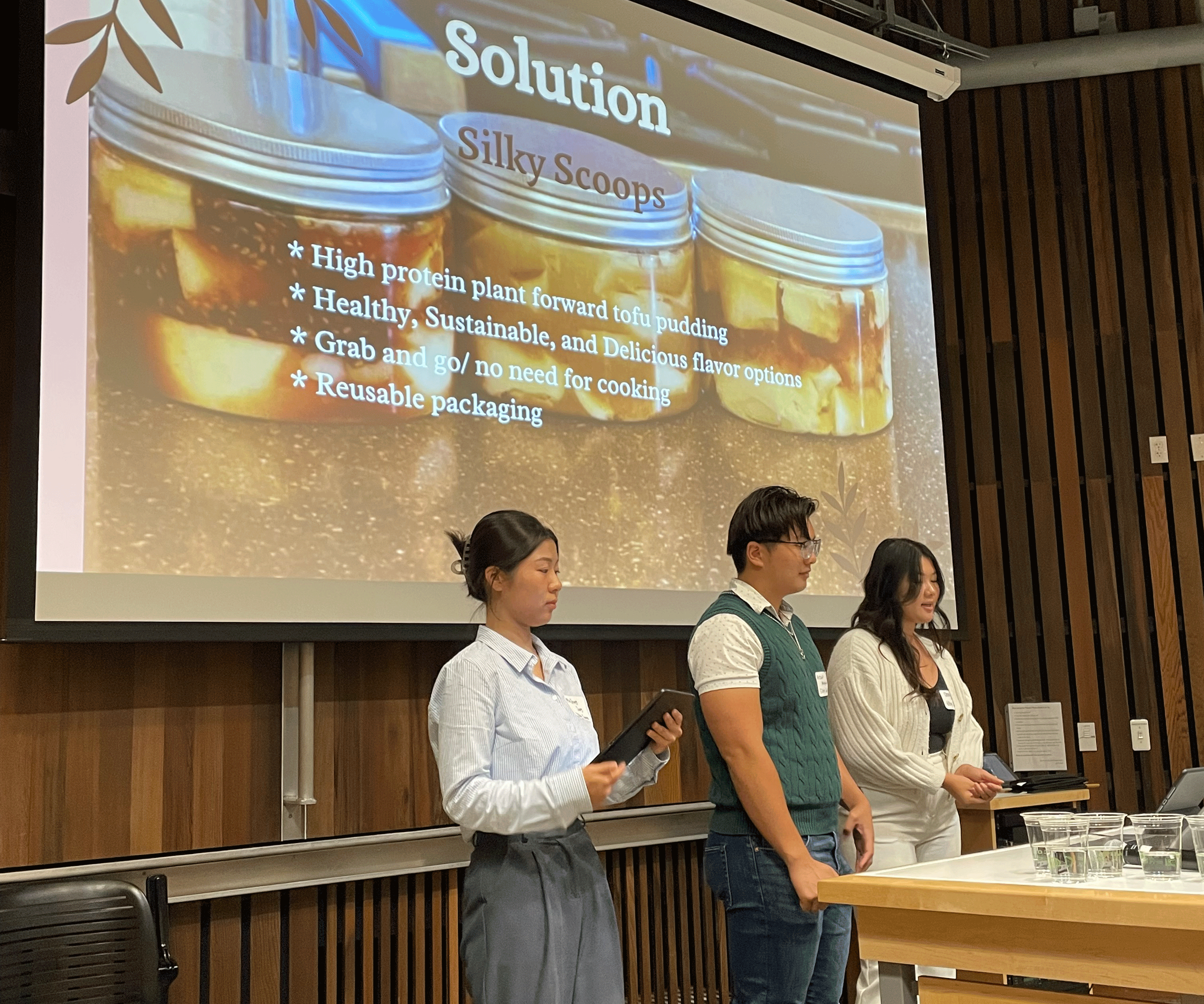 “Silky Scoops” team presenting their product at the event.