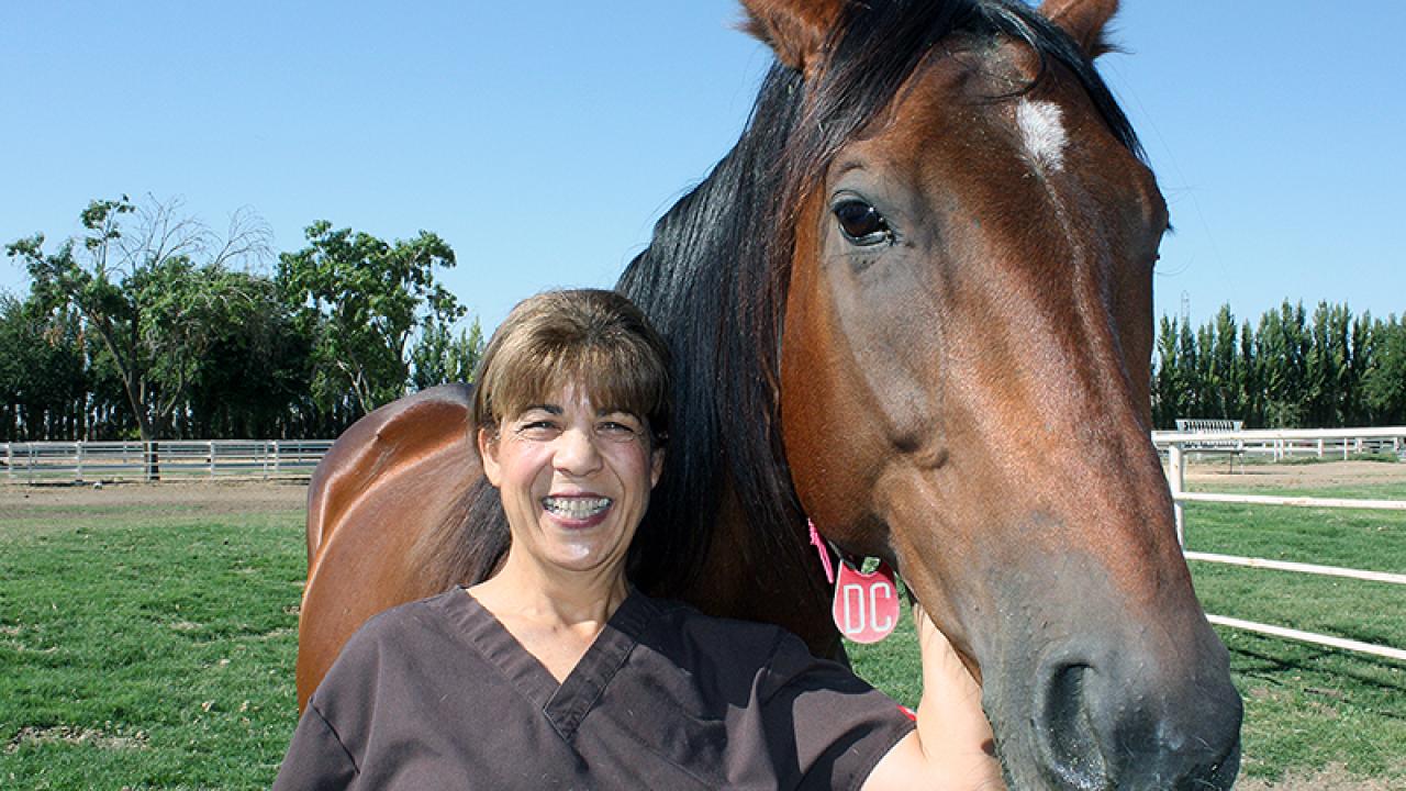 As chief veterinarian at Harris Farms Horse Division, Jeanne Bowers received ample attention from the media after the success of racehorse California Chrome (not shown). (Robin DeRieux | UC Davis)