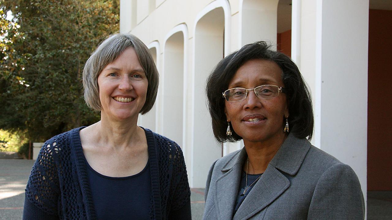 One of the new CA&ES leaders to join Dean Helene Dillard (right) is viticulture and enology professor Susan Ebeler (left), who recently became associate dean for Undergraduate Academic Programs.