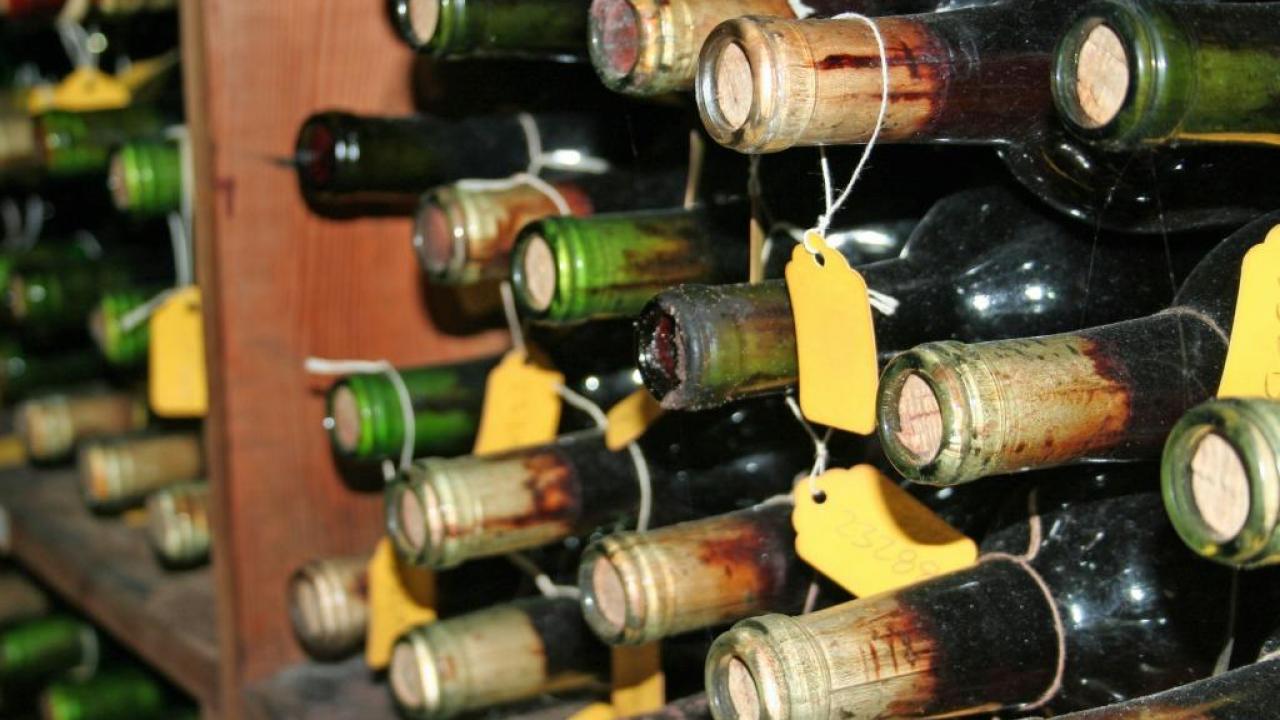 Wine bottles in the historic collection of the Dept. of Viticulture and Enology at UC Davis. (photo: Ann Filmer / UC Davis)