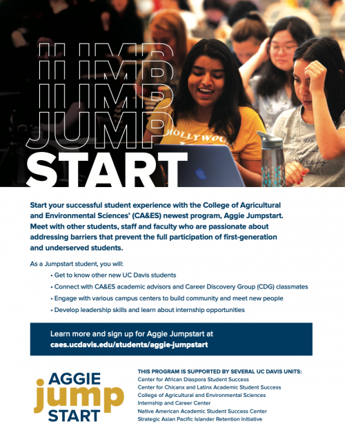 A flier showing the new branding in action to promote the Aggie Jumpstart Program.