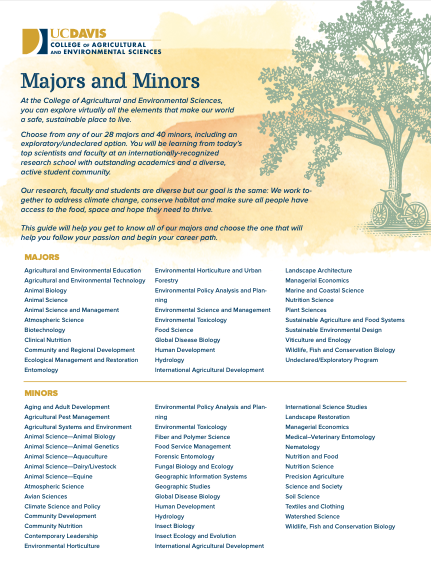 The cover of the 2021 Majors and Minors brochure.