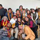 Professors Nancy Erbstein and Jonathan London surrounded by students in Nepal. Photo by: Jonathan London, UC Davis